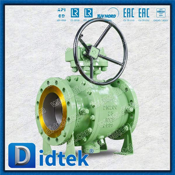 WCB Flanged Trunnion Split Body Ball Valve With Gearbox